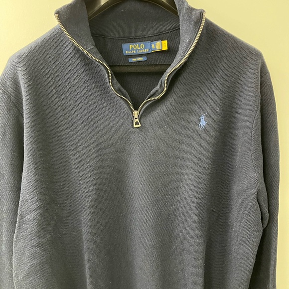 Polo by Ralph Lauren Size XL, 1/4 Zip Sweater 100% Pina Cotton, GUC. Navy Blue - Picture 2 of 15